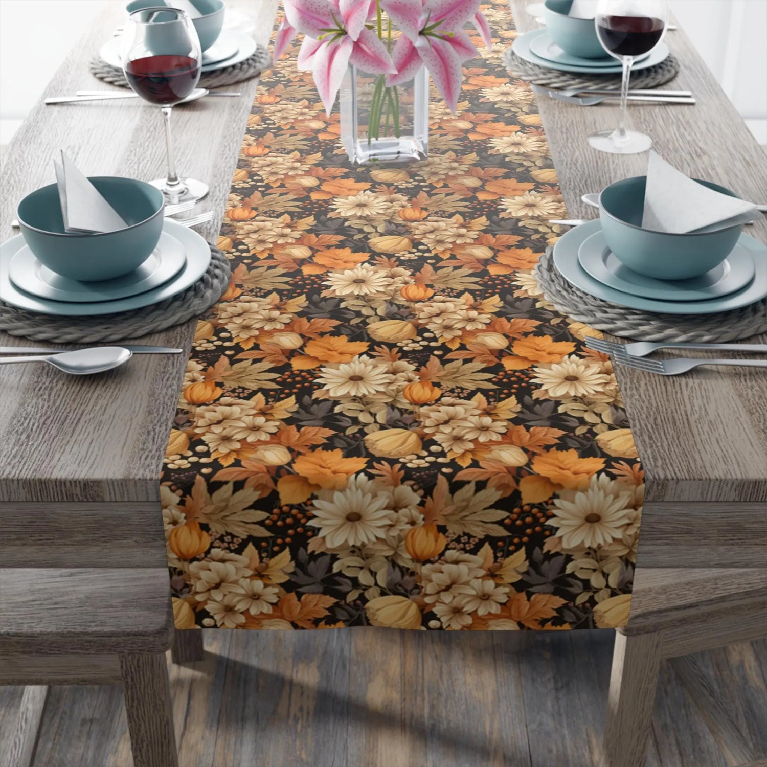 Floral Table Runner - Vintage Home Decor, Dining Table Centerpiece, Holiday Table Decor, Rustic Wedding Decor The Aurora Touch