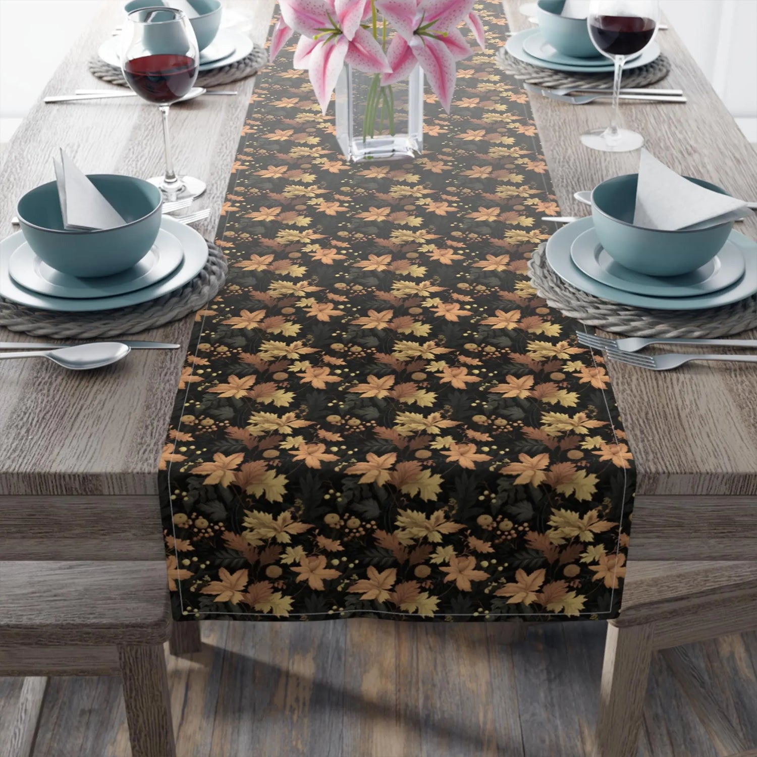 Floral Table Runner - Stylish Cotton Poly Autumn Decor for Dining, Elegant Home Accents, Perfect Thanksgiving and Holiday Gatherings, Unique The Aurora Touch