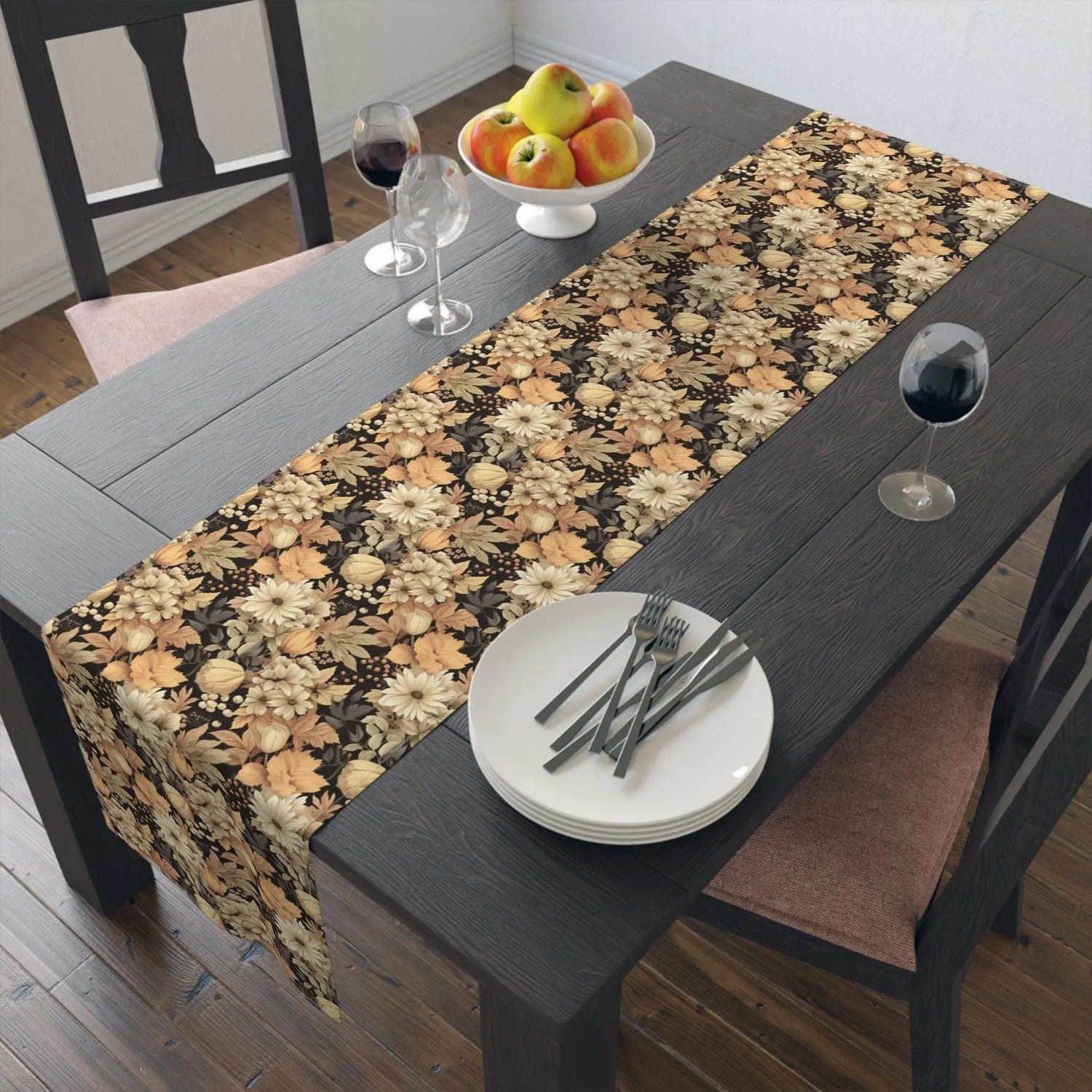 Floral Table Runner - Vintage Home Decor, Dining Table Centerpiece, Holiday Table Decor, Rustic Wedding Decor The Aurora Touch