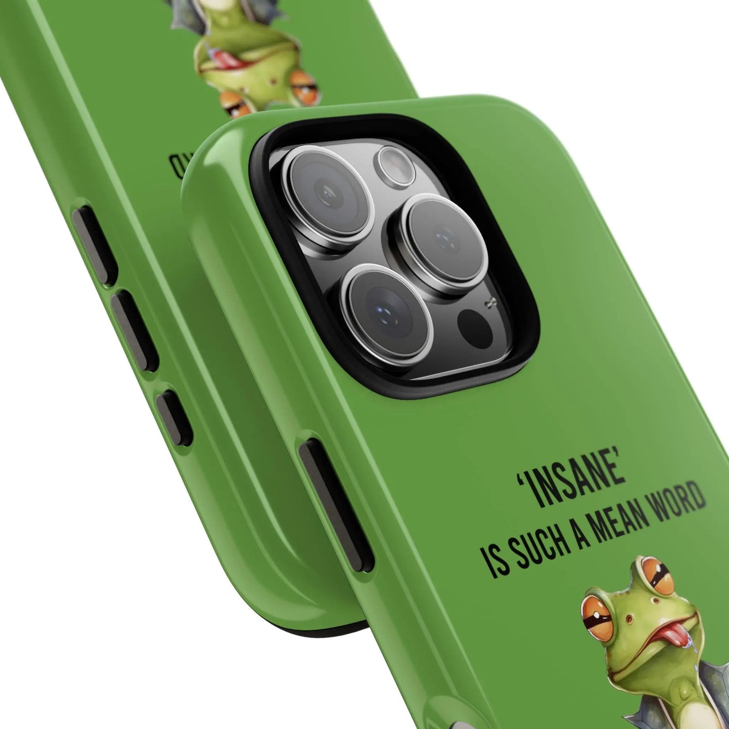 Tough Cases, Green Iphone14 case, Green Iphone 15 case, Humorous sturdy phone cover, Green Frog phone art, Silly gift cell phone