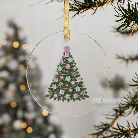 Acrylic Ornaments, Pink Xmas Tree Decor, Minimalist Holiday Ornament, Classy Acrylic Bauble, Simple Tree Design, Christmas Decoration The Aurora Touch