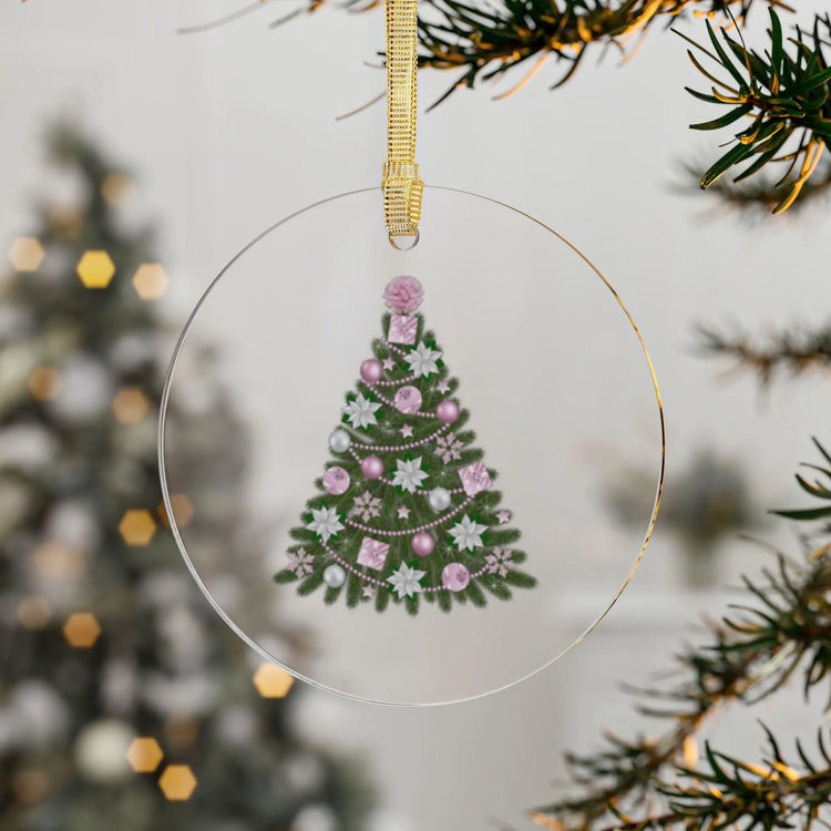 Acrylic Ornaments, Pink Xmas Tree Decor, Minimalist Holiday Ornament, Classy Acrylic Bauble, Simple Tree Design, Christmas Decoration The Aurora Touch