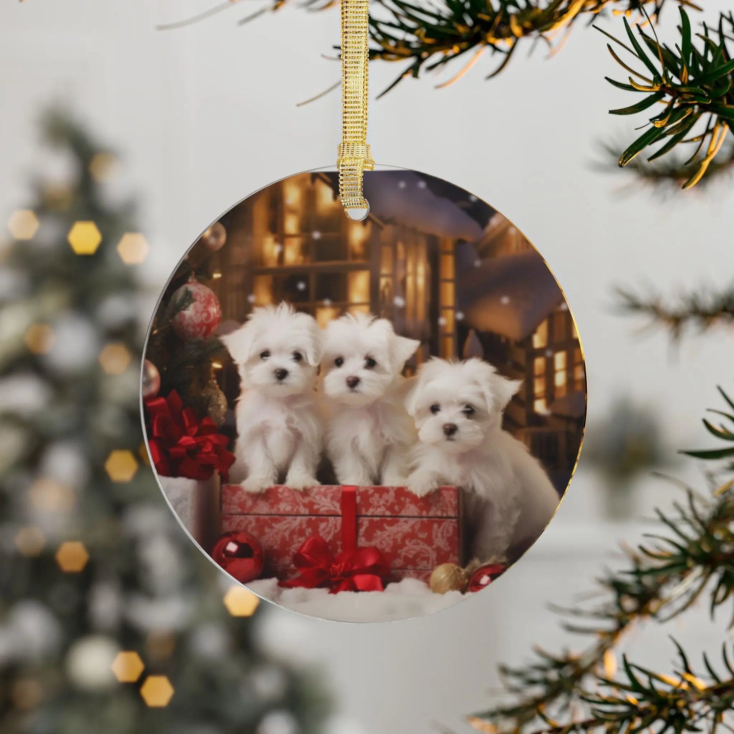 Adorable Maltese Puppy Acrylic Ornaments - Multipack Christmas Tree Decorations | Holiday Decor & Gifts The Aurora Touch