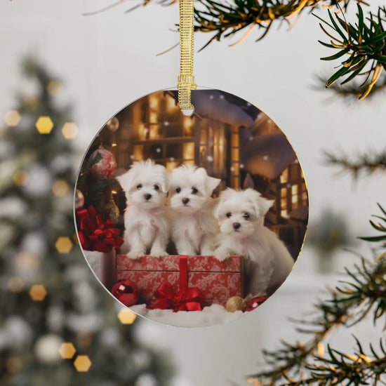 Adorable Maltese Puppy Acrylic Ornaments - Multipack Christmas Tree Decorations | Holiday Decor & Gifts The Aurora Touch