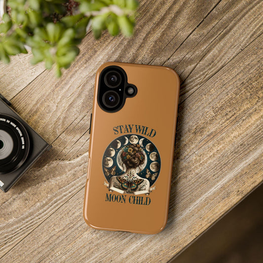 Tough Cases, Stay Wild Moon Child hard cover Iphone Shell, Celestial Spiritual Divine Heavenly cell phone decor
