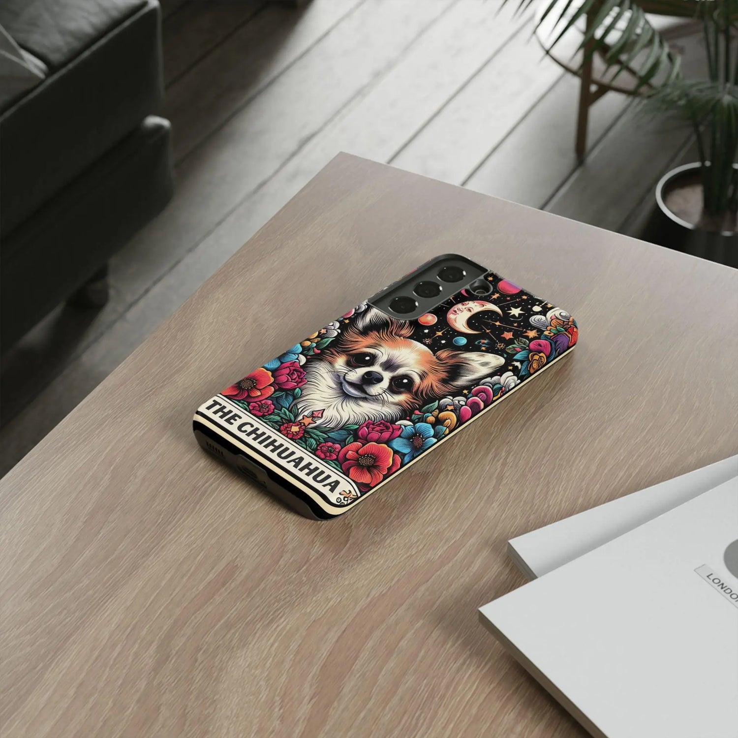 Samsung Tough Cases, Chihuahua Pet Portrait Phone Cover, Android Everyday Cover, Colorful Dog Print, Customized Personal Gift. Gift for Dog