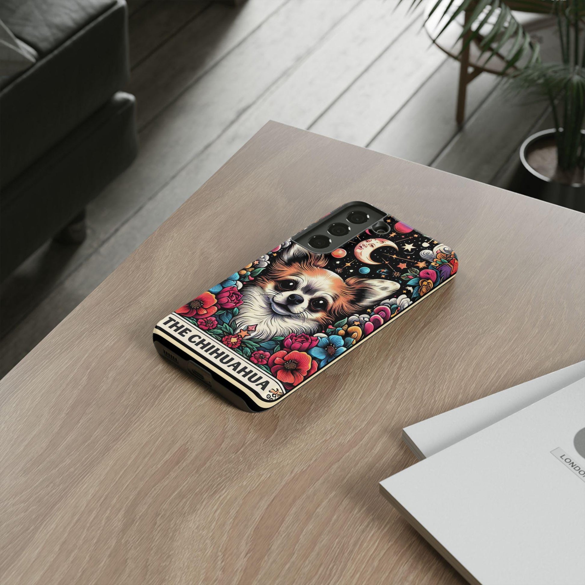 Samsung Tough Cases, Chihuahua Pet Portrait Phone Cover, Android Everyday Cover, Colorful Dog Print, Customized Personal Gift. Gift for Dog