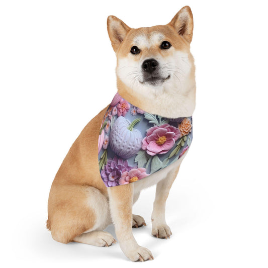 Floral Pumpkin Pet Bandana Collar, Fall Accessory, Dog Bandana, Pet Costume, Autumn Outfit, Gift for Dog Lovers
