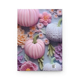 Floral Pumpkin Hardcover Journal, Fall 3D Pastel Custom Print Notebook The Aurora Touch