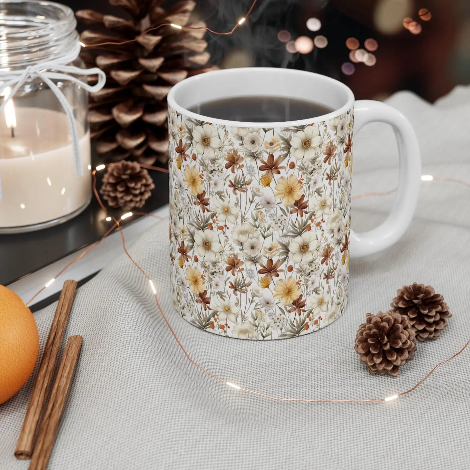 Floral Essence Mug 11oz | Nature Lover Gift, Boho Decor, Floral Mug, Garden Inspired Drinkware, Cozy Home Essentials The Aurora Touch