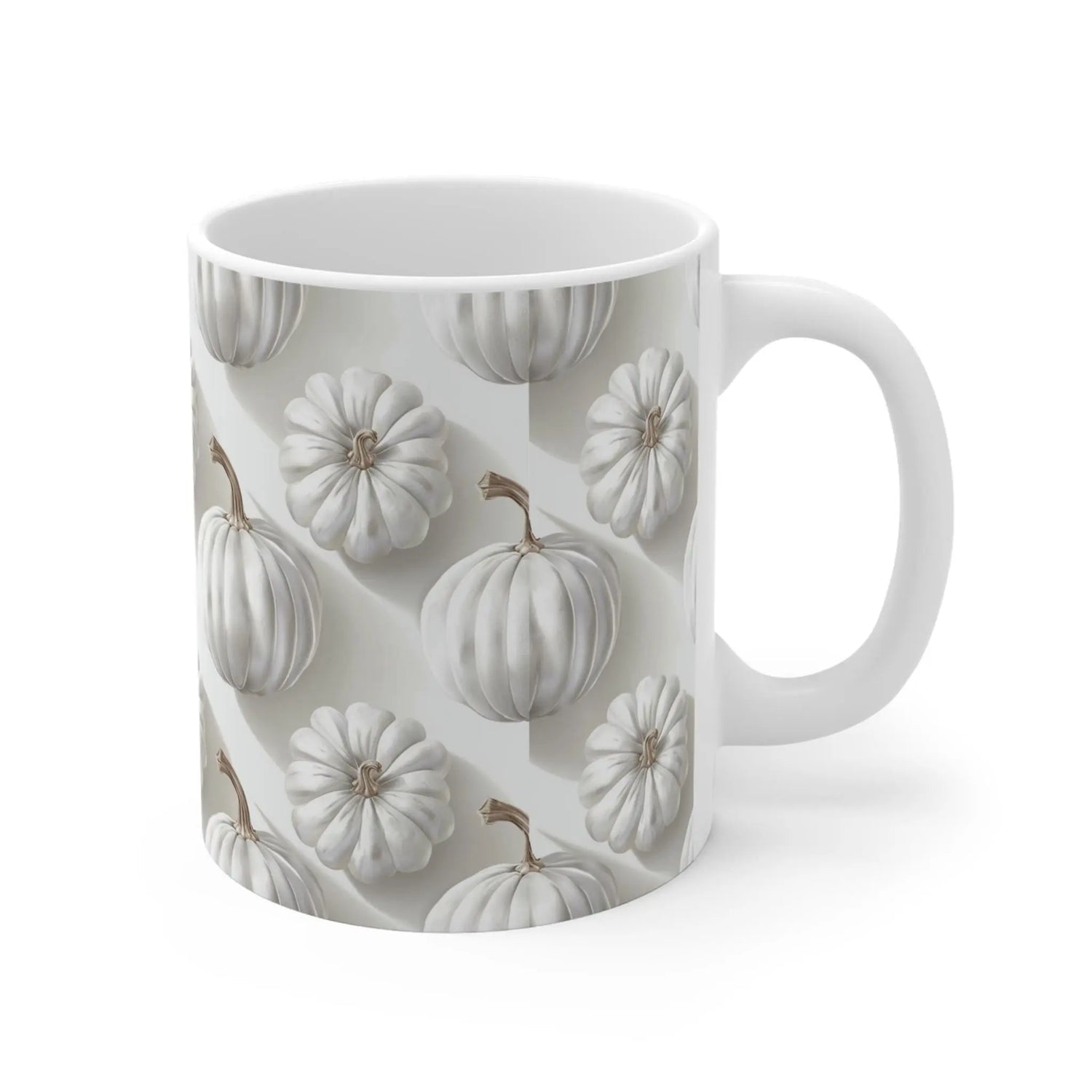 Elegant White Pumpkin Mug for Fall Decor, Cozy Drinkware, Autumn Gift, Seasonal Kitchenware, Thanksgiving Table Accent The Aurora Touch