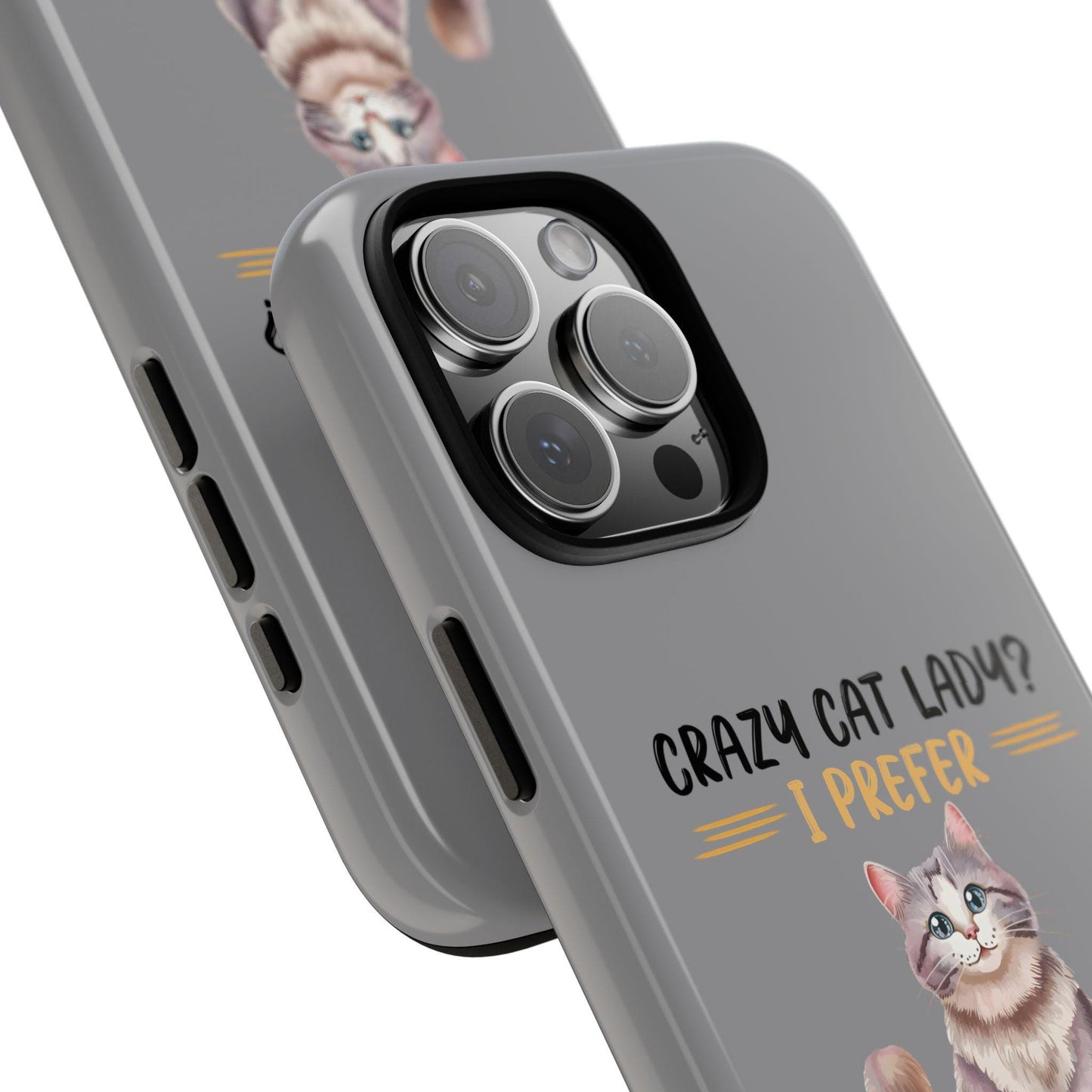 Tough Cases. Iphone 14 sturdy case, Iphone15 funny case, Sarcastic Crazy Cat Lady, Matte phone covers, cat lover gift