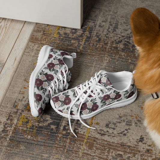 Women&#39;s Fall Floral All-Over Print Comfortable Athletic Shoes - Fashionable Casual & Workout Footwear
