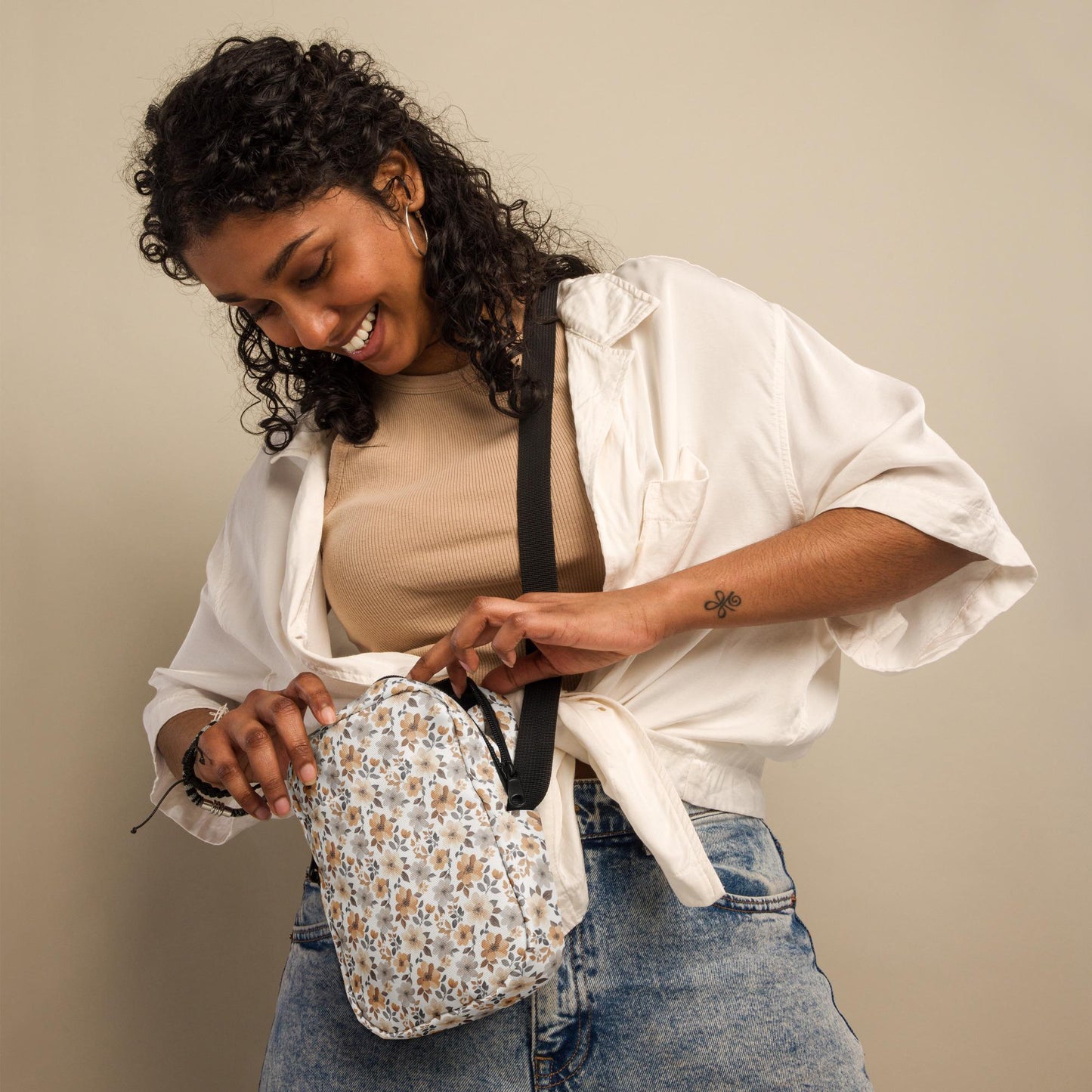 Floral Print Utility Crossbody Bag - Stylish All-Purpose Satchel for Everyday Essentials