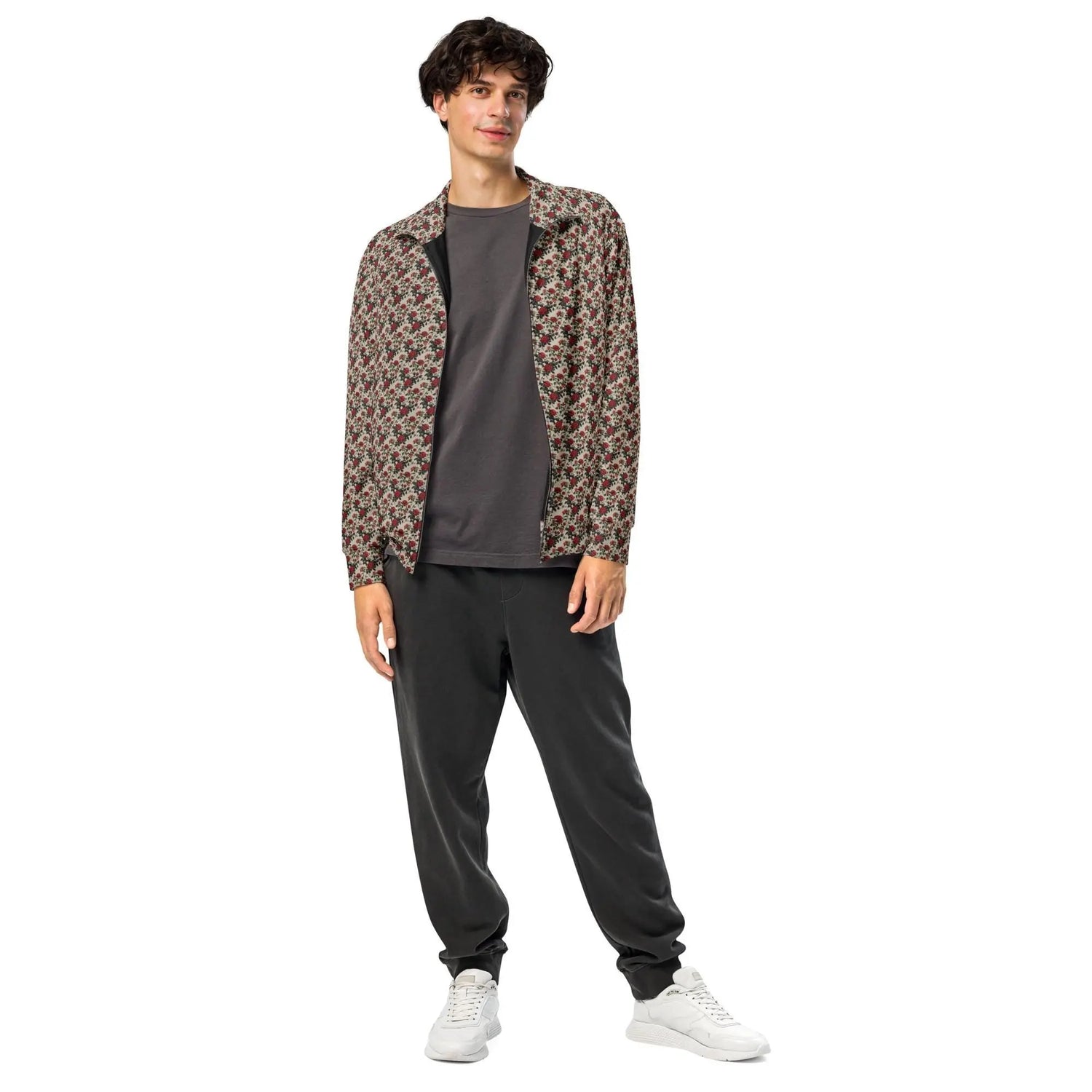 Unisex All-Over Print Rose Pattern Track Jacket - Stylish Casual Wear for All Occasions The Aurora Touch