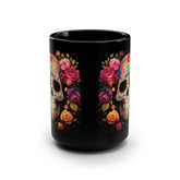 Black Mug, 15oz, Day of The Dead, Dia de Los Muertos, Halloween Mug, Dark Mug, Large Coffee Mug, Festive Mug, Holiday Mug The Aurora Touch
