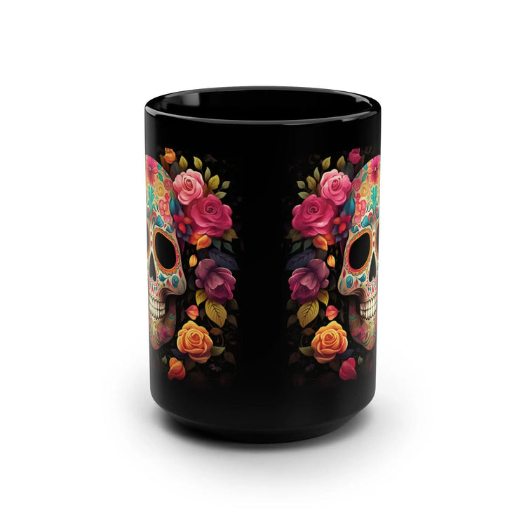 Black Mug, 15oz, Day of The Dead, Dia de Los Muertos, Halloween Mug, Dark Mug, Large Coffee Mug, Festive Mug, Holiday Mug The Aurora Touch