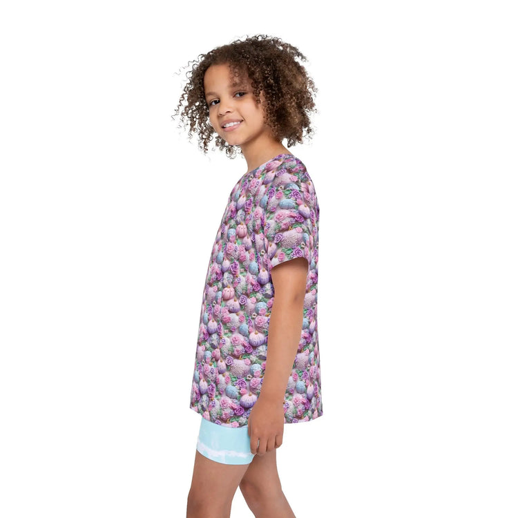 Kids Sports Jersey, Fun Floral Pattern T-Shirt for Young Athletes, Perfect for Birthdays, Sports Events, or Casual Outings The Aurora Touch