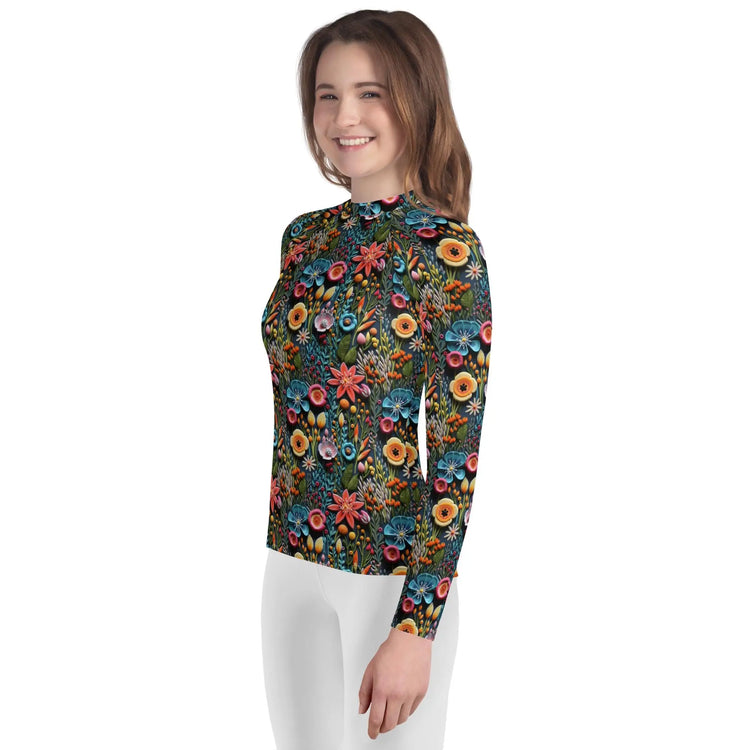 Youth Colorful Stylish Rash Guard - Vibrant Protection for Active Kids!"
