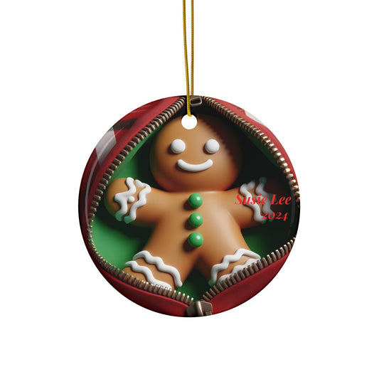 Personalized Gingerbread Man Ceramic Ornament, Holiday Decor, Christmas Tree Decoration, Unique Gift, Family Keepsake, Custom Ornaments