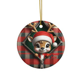 Personalized Holiday Ceramic Ornament, Cute Reindeer Decoration, Christmas Gift, Family Keepsake, Festive Home Decor, 2024 The Aurora Touch