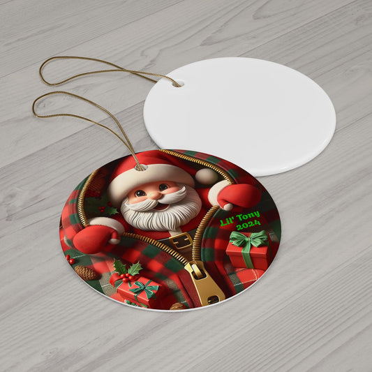 Personalized Santa Ceramic Ornament - Holiday Decor for Christmas, Gifts, Home Decoration, Tree Ornaments, 2024 Memories