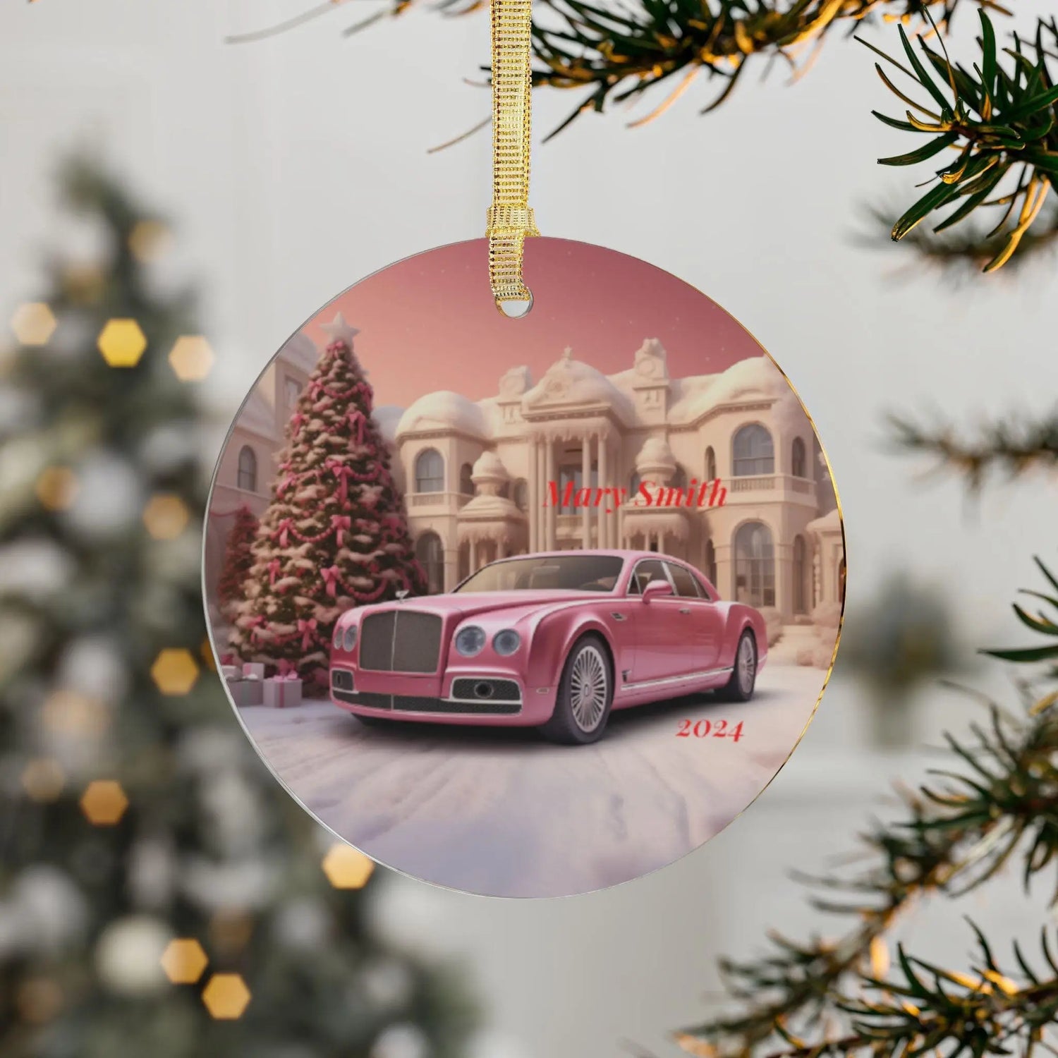 Personalized Acrylic Christmas Ornament - Holiday Decor, Festive Gift, Custom Name Keepsake, Car Theme, Family Celebration The Aurora Touch