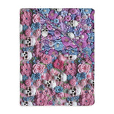 Skull & Floral Velveteen Blanket, Two- Sided Cozy Throw for Home Decor, Perfect for Halloween, Day of the Dead, Gothic Style, Unique Gift
