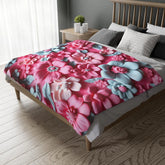 Floral Microfiber Two- Sided Blanket, Cozy Home Decor, Soft Pet Blanket, Chic Gift for Her, Spring Vibes, Garden Lover&