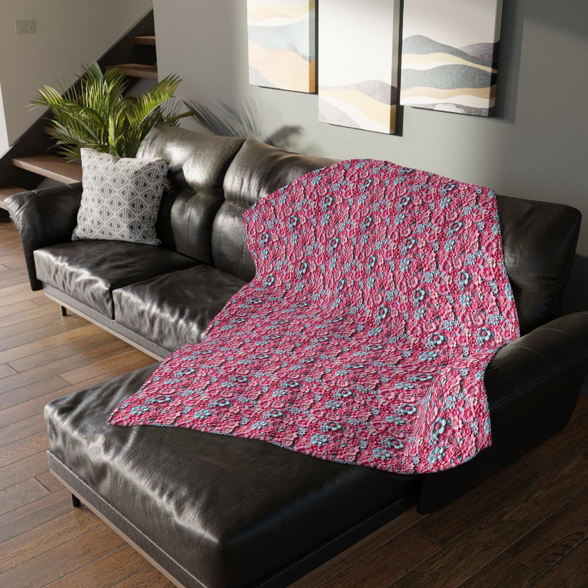 Floral Microfiber Two- Sided Blanket, Cozy Home Decor, Soft Pet Blanket, Chic Gift for Her, Spring Vibes, Garden Lover's Dream