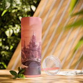 Pink Holiday Skinny Tumbler with Straw, 20oz - Pretty Pink Xmas Christmas Novelty, Female Gift The Aurora Touch