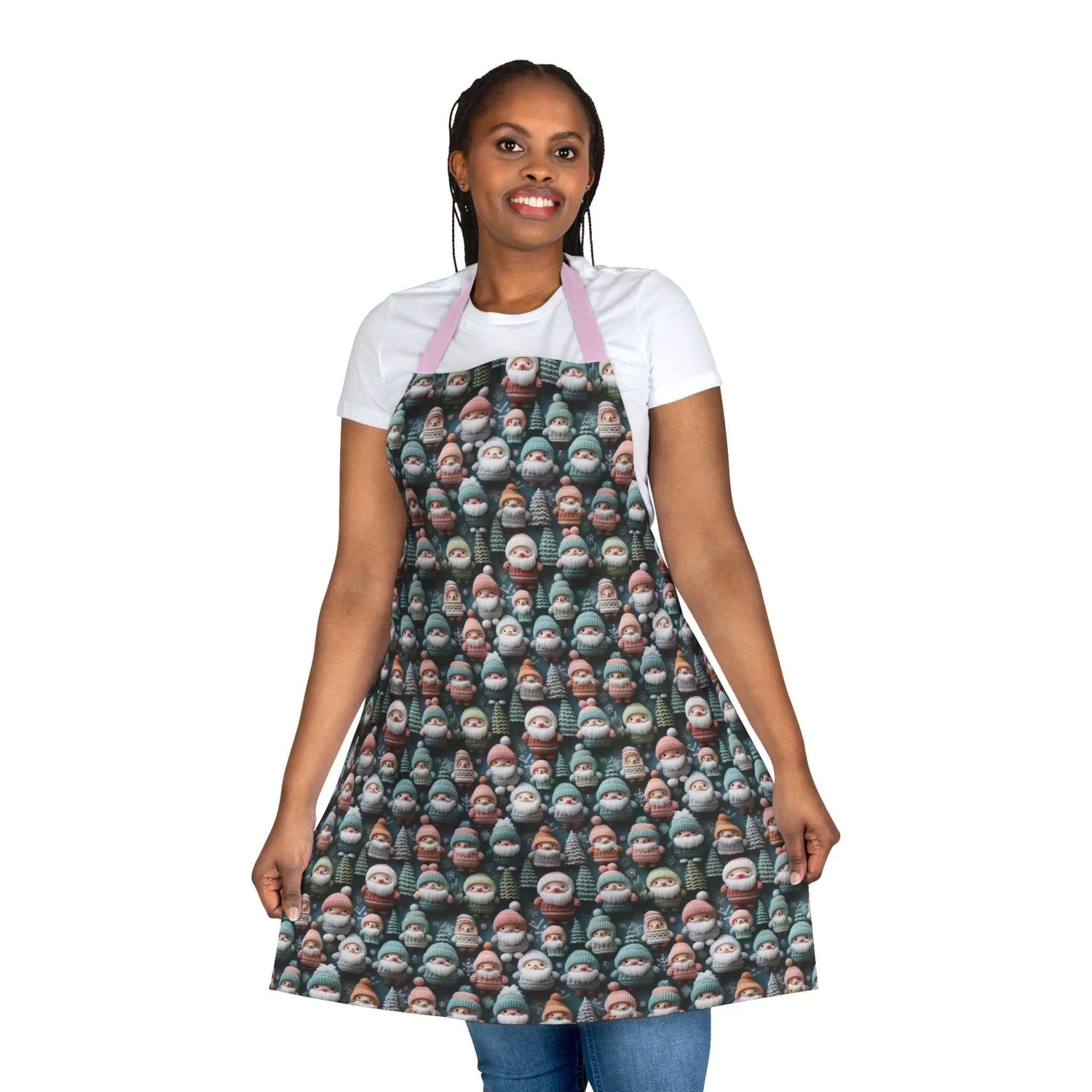 Christmas Holiday Apron, 5-Color Straps - Festive Cooking & Baking Kitchen Accessory, Xmas Chef Apron, Gift for Cooks, Adjustable Tie Apron,