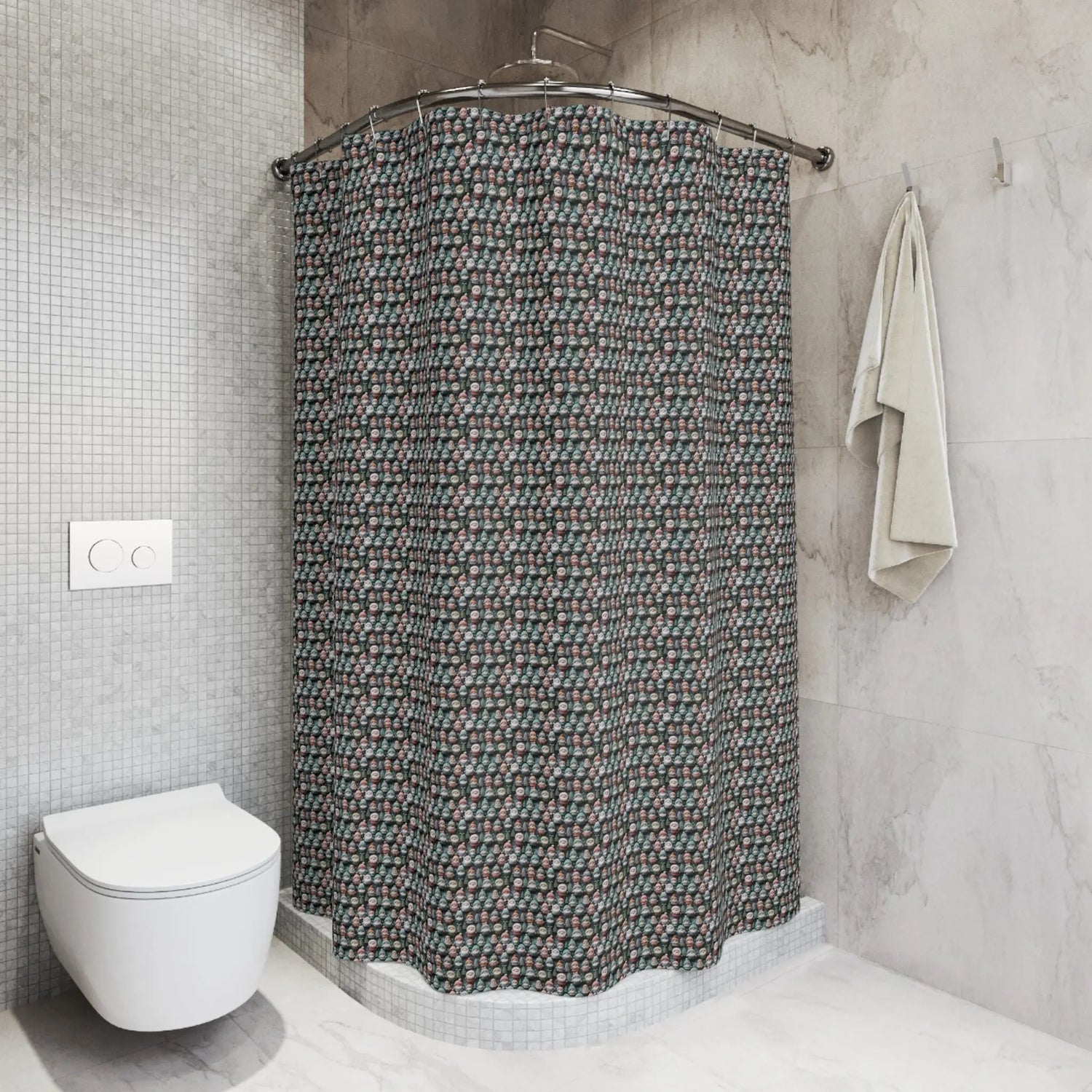 Holiday Santa Patterned Shower Curtains, Fun Bathroom Decor, Unique Gift for Home, Playful Design for Kids, Stylish Bathroom Accessories The Aurora Touch
