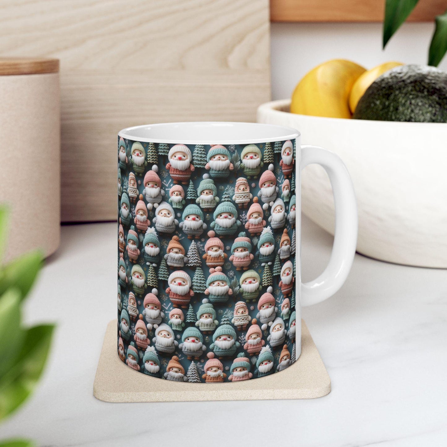 Whimsical Christmas Gnome Ceramic Mug, Festive Coffee Cup, Holiday Gift, Winter Decor, Cute Beverage Holder, Santa Lovers