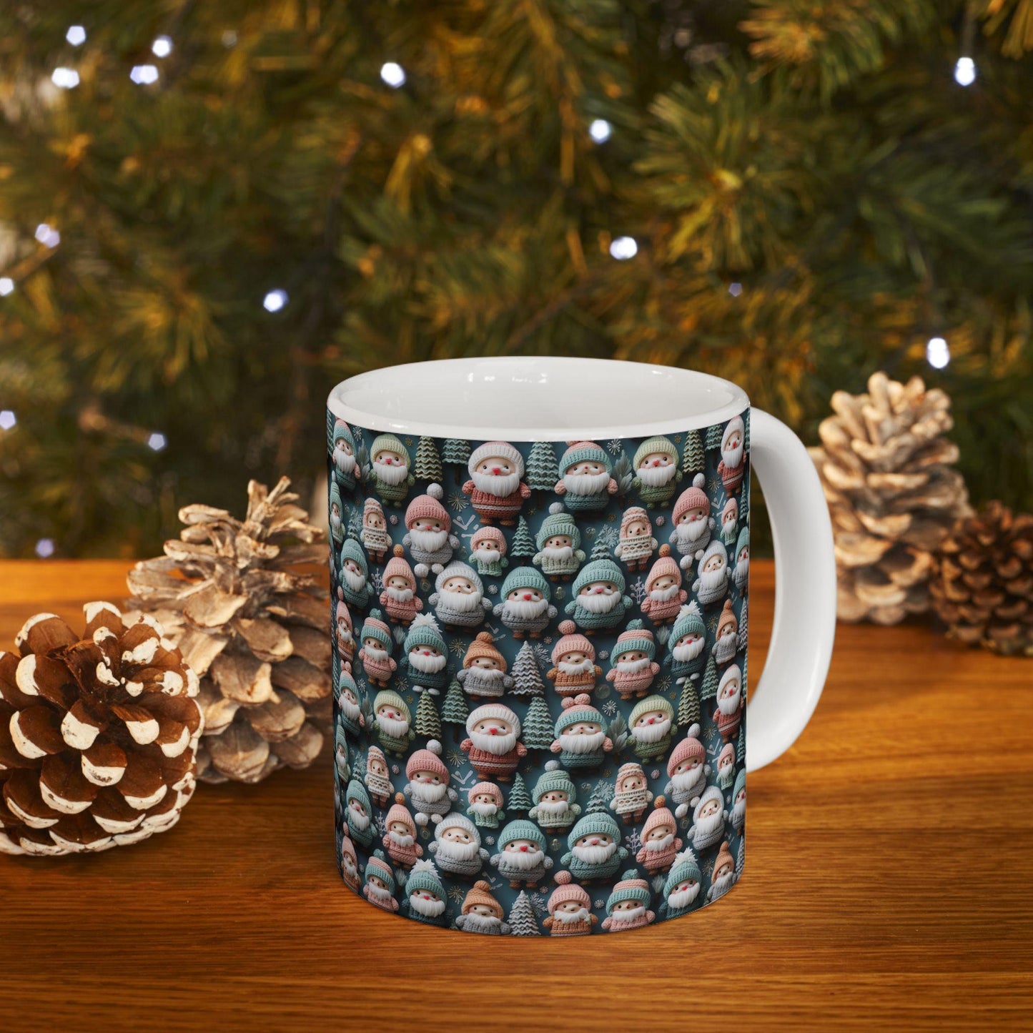Whimsical Christmas Gnome Ceramic Mug, Festive Coffee Cup, Holiday Gift, Winter Decor, Cute Beverage Holder, Santa Lovers