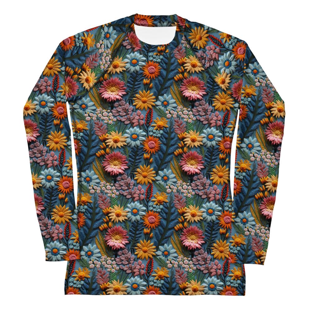 Stylish Women&#39;s Fall Floral Print Rash Guard - Versatile Slim Fit Casual Shirt