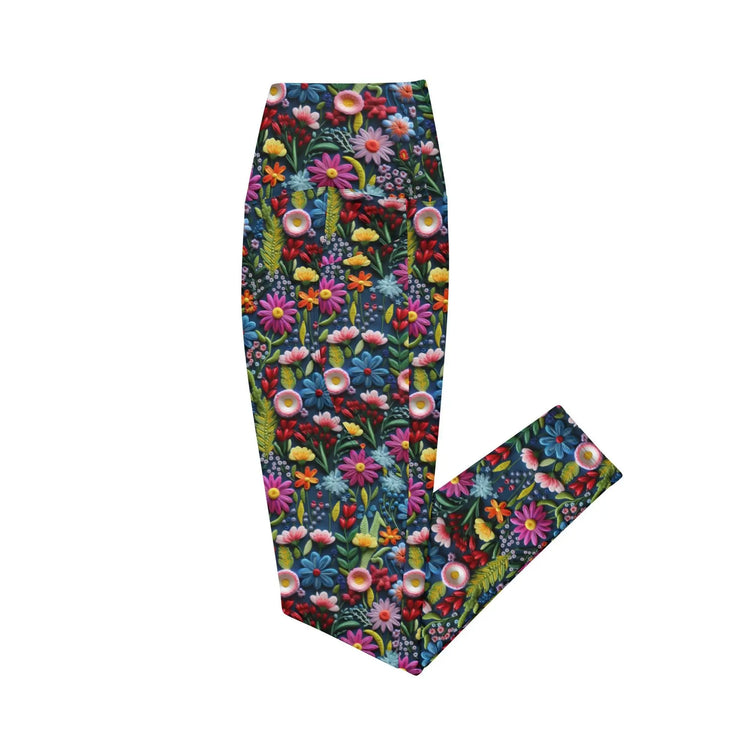 High-Waisted Fall All-Over Print Pocket Leggings | Eco-Friendly Semi-Compression Workout & Casual Wear