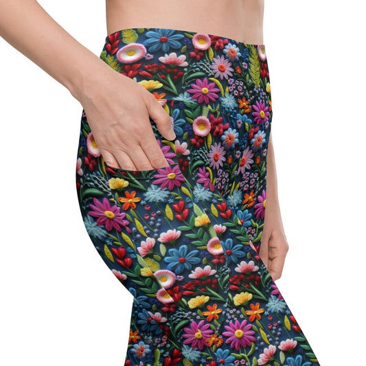 High-Waisted Fall All-Over Print Pocket Leggings | Eco-Friendly Semi-Compression Workout & Casual Wear
