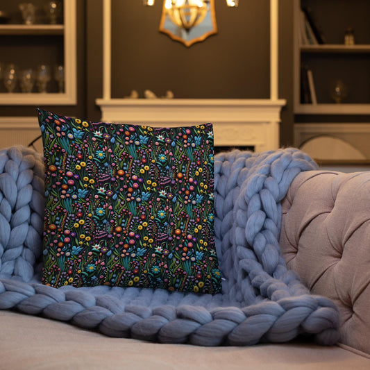 Premium Floral All-Over Print Throw Pillow - Soft Couch & Bed Cushion for Cozy Decor
