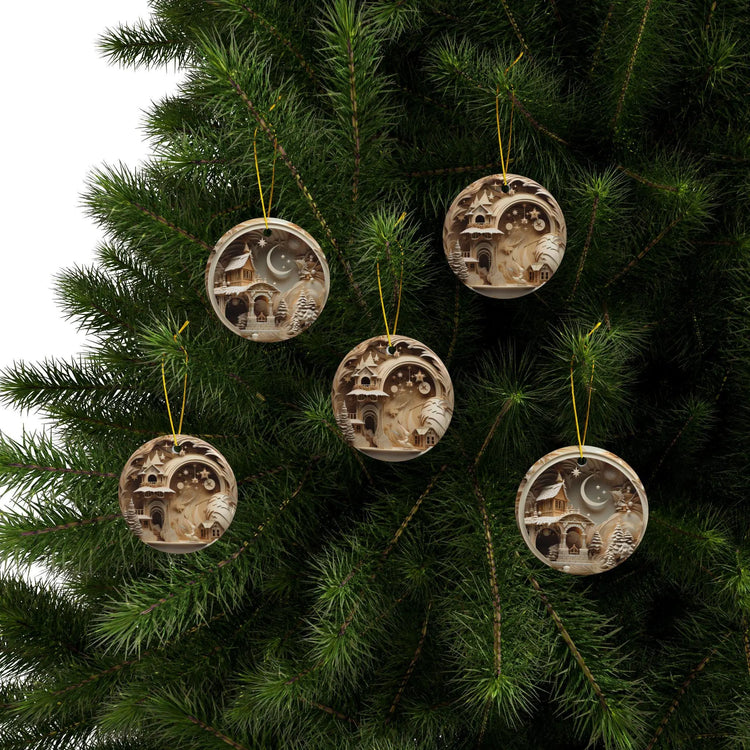 Whimsical Ceramic Ornaments - Perfect for Christmas Decor, Holiday Gifts, Tree Decorations, Winter Wonderland, Double-Sided The Aurora Touch