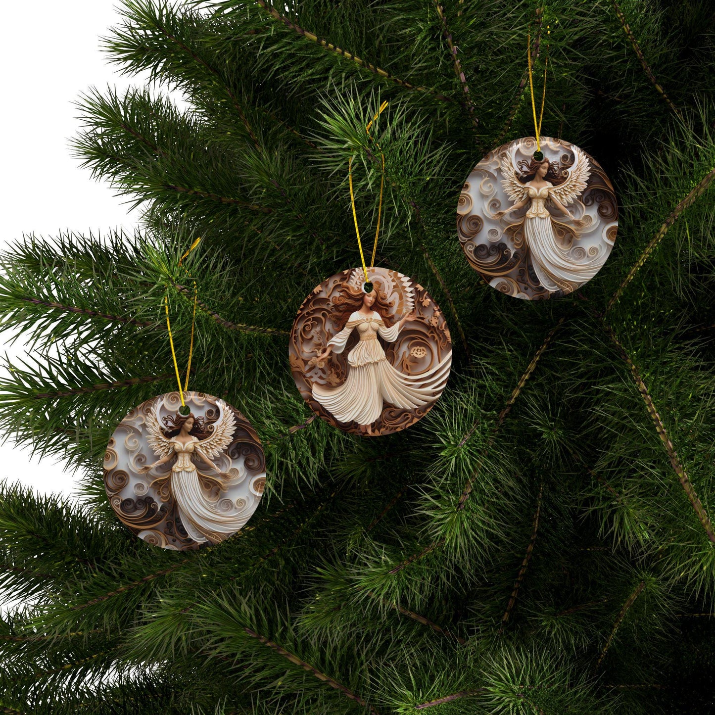 Elegant Decorative Ceramic Ornaments with Ethereal Design, Perfect for Holiday Decor, Gift Giving, Home Accent, Unique Keepsake