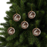 Handcrafted Ceramic Ornaments - 2-Sided Christmas Decor, Family Keepsake, Holiday Gift, Nativity Design