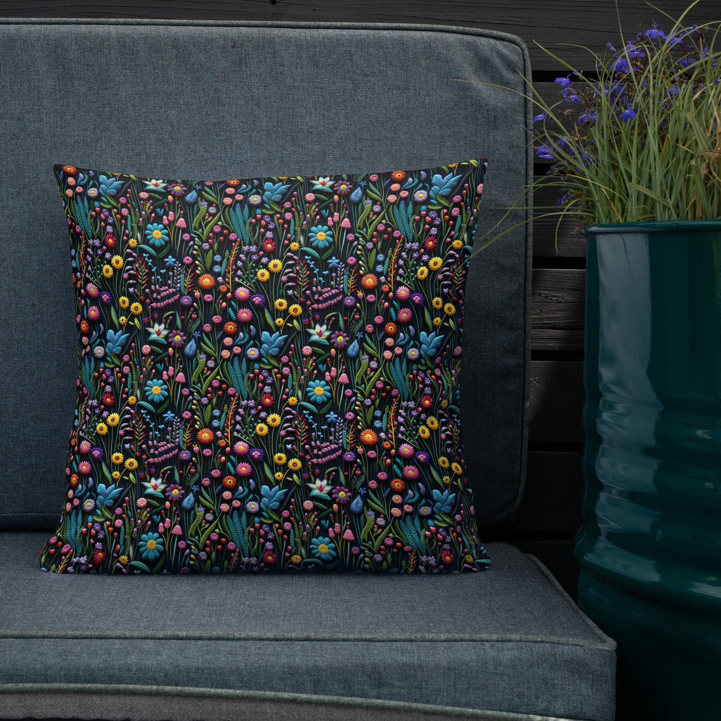 Premium Floral All-Over Print Throw Pillow - Soft Couch & Bed Cushion for Cozy Decor