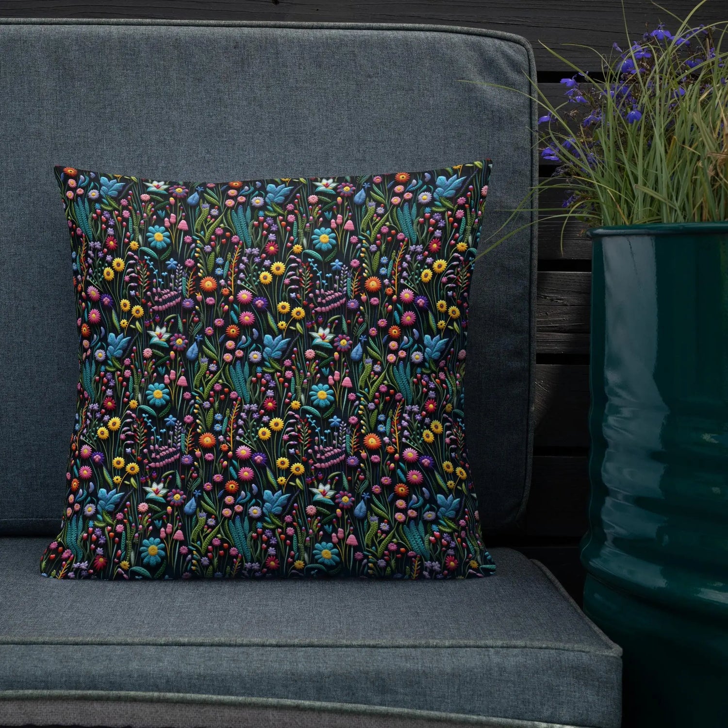 Premium Floral All-Over Print Throw Pillow - Soft Couch & Bed Cushion for Cozy Decor