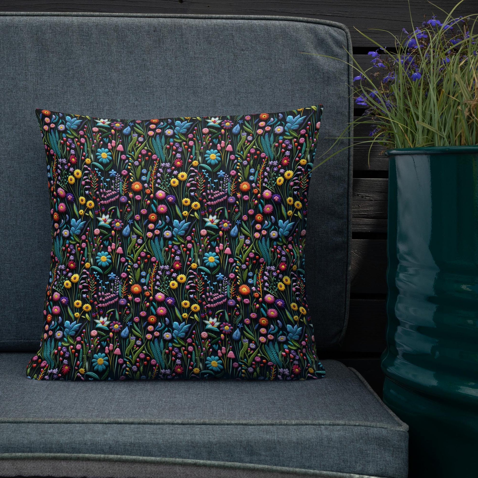 Premium Floral All-Over Print Throw Pillow - Soft Couch & Bed Cushion for Cozy Decor