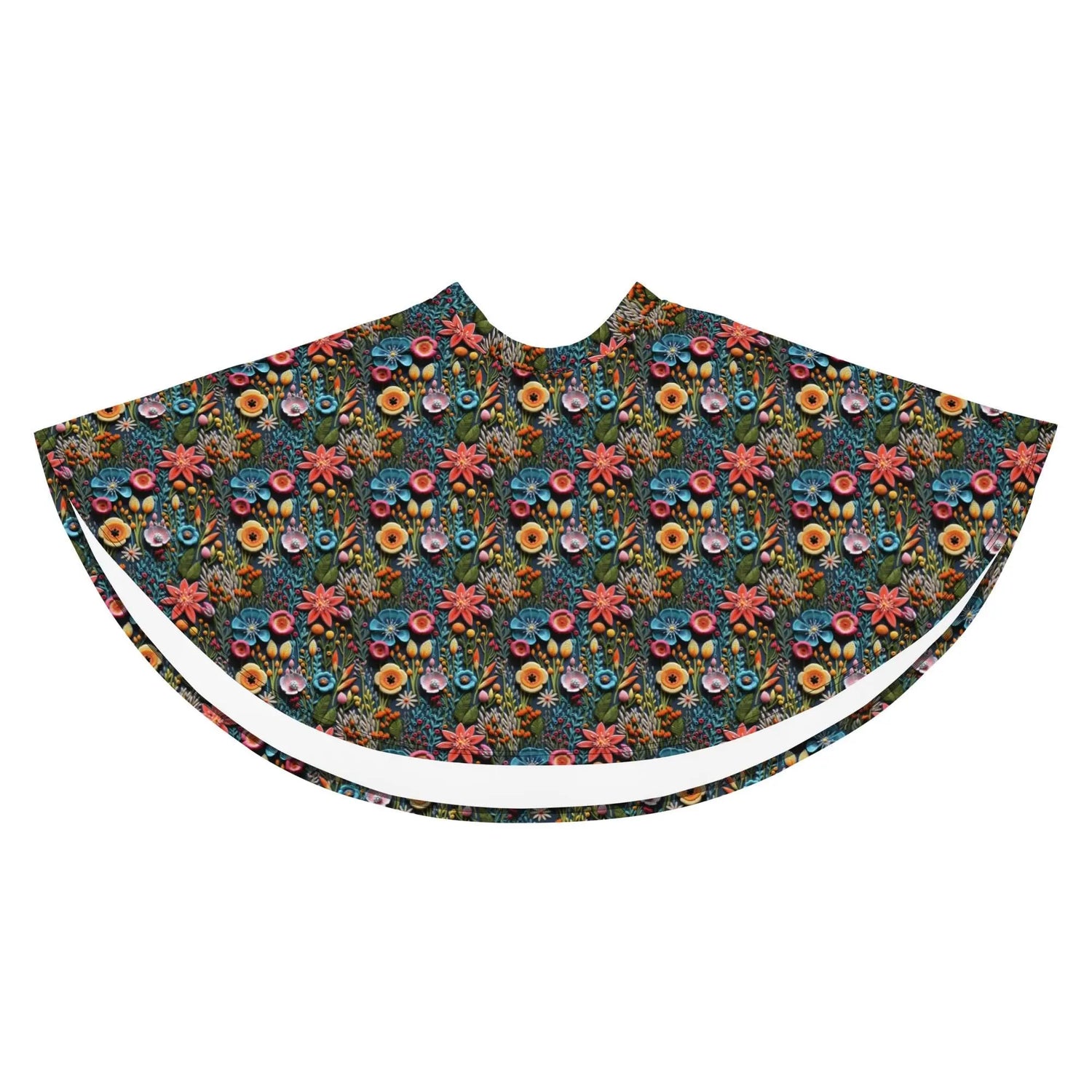 Vibrant All-Over 3D Threaded Floral Print Skater Skirt | Feminine Summer Style | Customizable Sizes