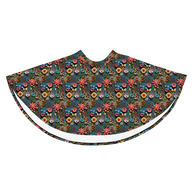 Vibrant All-Over 3D Threaded Floral Print Skater Skirt | Feminine Summer Style | Customizable Sizes