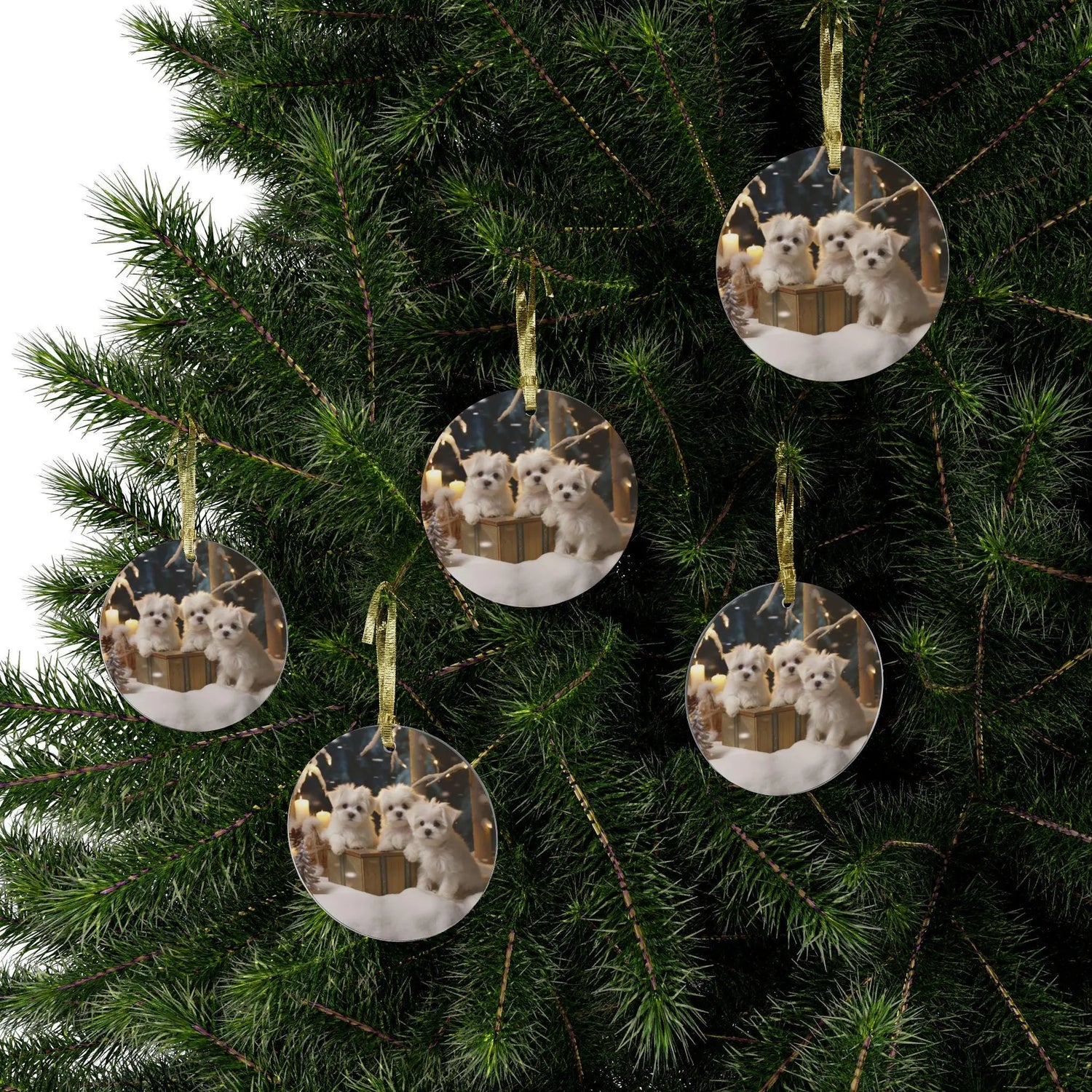Maltese Puppy Acrylic Ornament | Dog Lover Gift | Holiday Decor | Cute Tree Decoration | Home Decoration | Small Gift Idea The Aurora Touch
