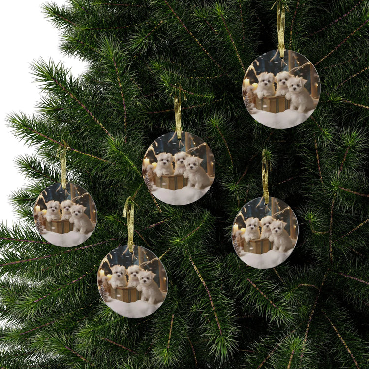 Maltese Puppy Acrylic Ornament | Dog Lover Gift | Holiday Decor | Cute Tree Decoration | Home Decoration | Small Gift Idea The Aurora Touch
