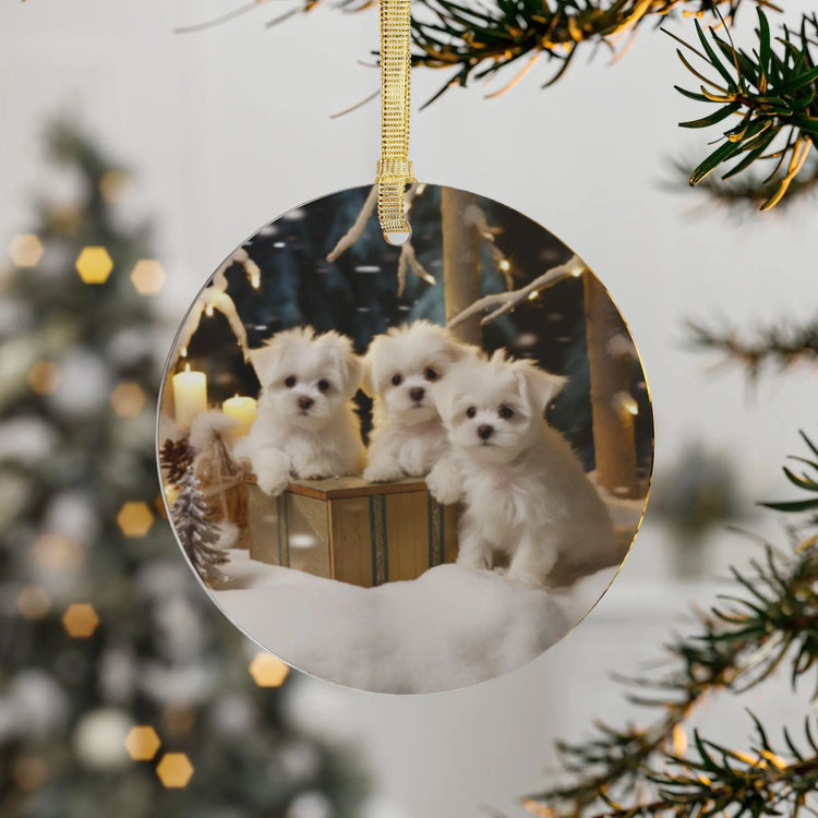 Maltese Puppy Acrylic Ornament | Dog Lover Gift | Holiday Decor | Cute Tree Decoration | Home Decoration | Small Gift Idea The Aurora Touch
